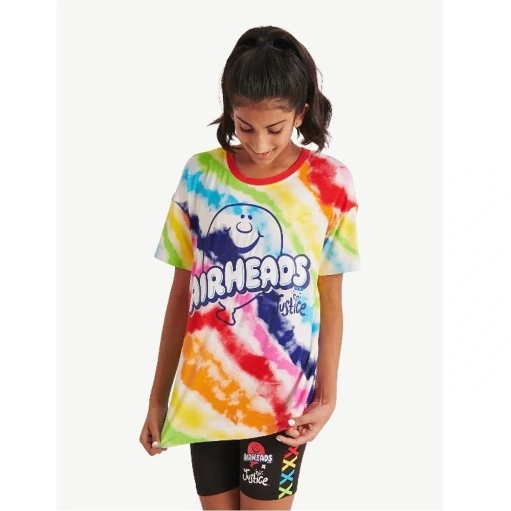 Air Heads x Justice Tie Dye Oversized Rainbow tee - Size Large (12/14)